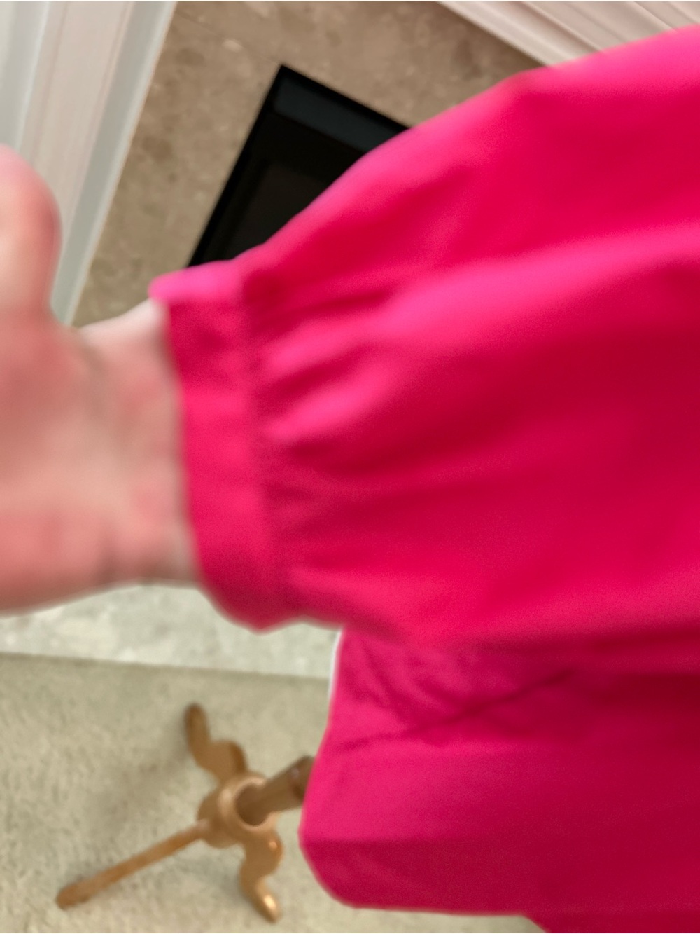 Jade Hot Pink Ruffle Stand Collar Popover Blouse - Picture 9 of 9